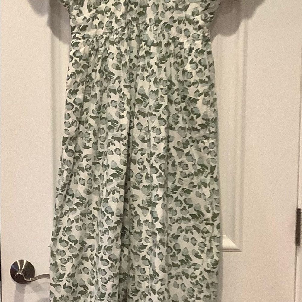 Crown & Ivy x Society Dress Cabana Off White and Green Maxi 100% Cotton NEW - Picture 1 of 13